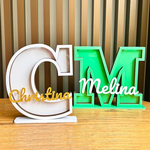 Personalized Name Piggy Bank: Wooden Alphabet Coin Bank, First Birthday Gift