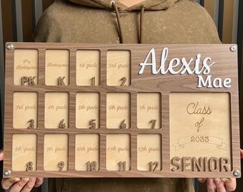 Personalized School Years Photo Frame: PreK-12 Plywood Graduation Keepsake