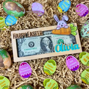 Personalized Easter Money Holder: Plywood Bunny Gift