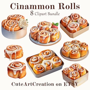 8 Cinamon Roll Clipart, Watercolor Cinamon Rolls, Cinamon Rolls Art, Digital Art, Commercial Use, Scrapbook, Junk Journal, Instant Download