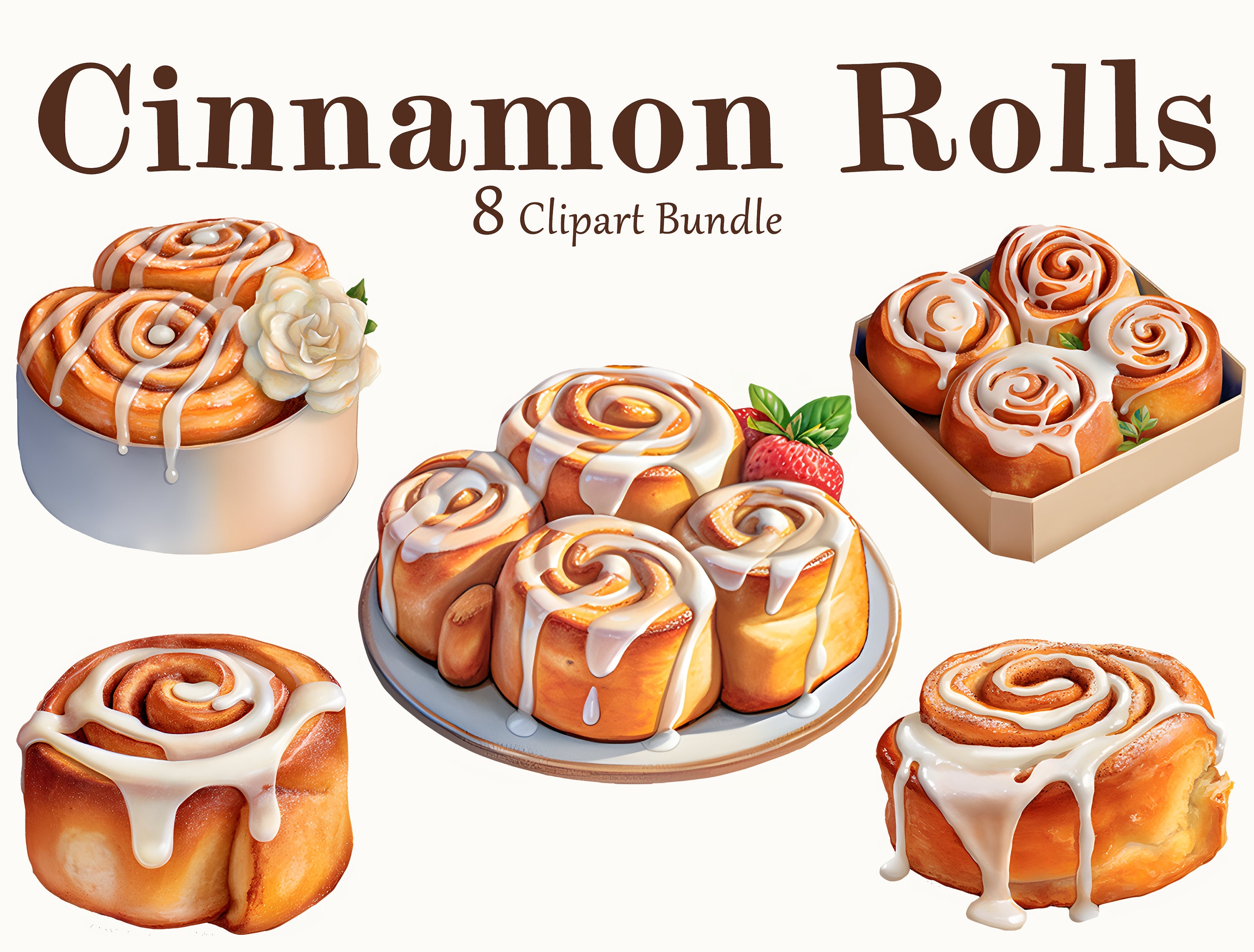 8 Cinamon Roll Clipart Watercolor Cinamon Rolls Cinamon - Etsy