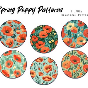 Papier numérique Coquelicots de printemps, Motif sans couture de fleurs, Imprimés coquelicots, Fond de fleurs, Papier numérique floral, Usage commercial, Scrapbooking