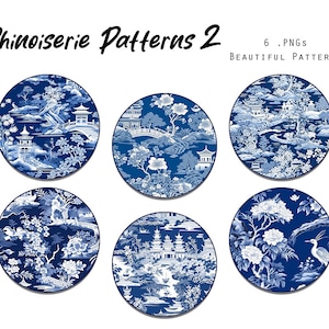 Chinoiserie Digital Paper, Chinoiserie Seamless Pattern, White Blue Prints, Chinoiserie Background, Digital Paper, Commercial Use, Scrapbook