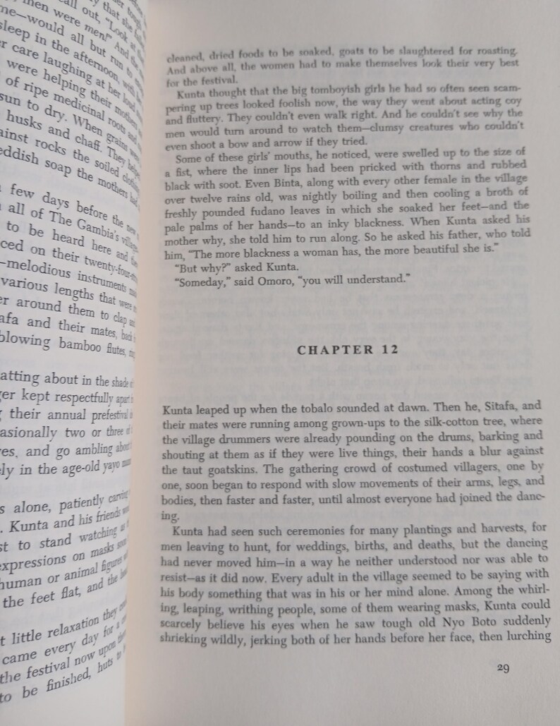 May include: Open book with text on the pages. The text includes the chapter title "CHAPTER 12" and the number "29" at the bottom of the right page. The text is in black font.