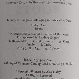 First Edition Roots by Alex Haley 1976 image 5