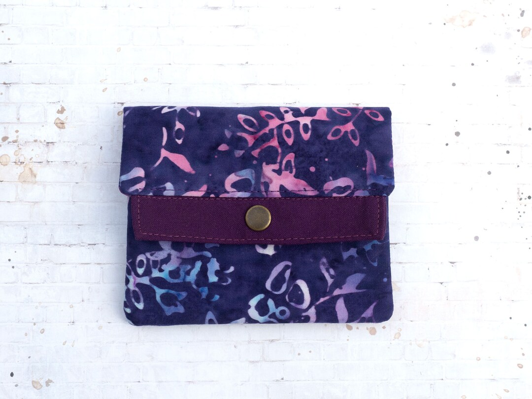 Botanical Minimalist Wallet, Batik Fabric Wallet, Slim Wallet, Mini ...
