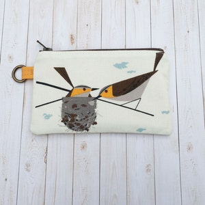 Monedero con cremallera y anilla en D, monedero de Charley Harper, monedero de tela de algodón orgánico, monedero pequeño con cremallera, monedero con cremallera