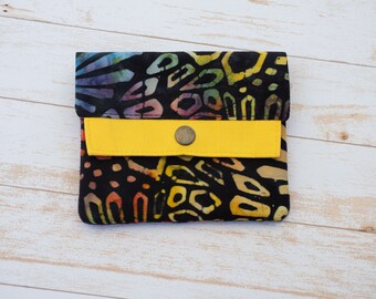 Batik Fabric Mini Wallet, Slim Card Holder, Gift for Her