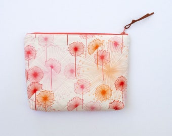Dandelion Quilted Zipper Pouch, Handcrafted Cosmetic Bag