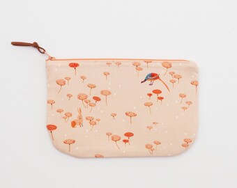 Mushroom Bunny Cotton Zipper Pouch, Toiletry Bag, Makeup Bag