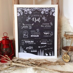 MAGIE DE NOËL - Affiche Noël - Affiche Déco - Carte de Noël - Chalkboard de Noël - Souvenirs de Noël - Noël en Famille