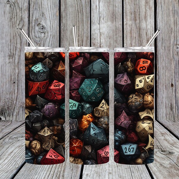 20-Sided Dice 20 & 30 oz Tumbler Wraps, Straight and Tapered Wrap PNG Sublimation, Role-Playing Game, RPG Gamer, Dungeons, Dragons 20oz 30oz