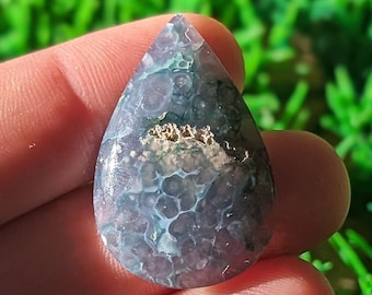 Grape Agate Cabochon, Purple Calcedony Cabochon Grape Agate pendant stone.  GA 7.5