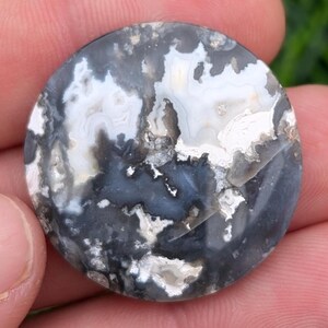 Plume Achat Cabochon, Indonesien schwarz weißer Plume Achat Kreis Cabochon, hochwertig und wunderschön.   BW 14.3