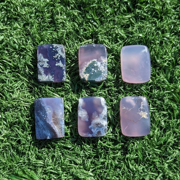 Purple Moss Agate, Lavender Chalcedony, Purple Chalcedony, Rectangle Cabochon  PR1.0