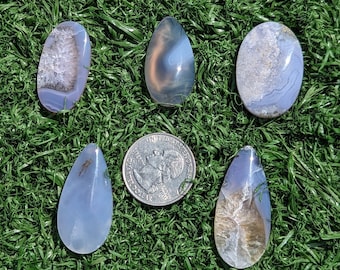 Moss Purple Chalcedony Cabochon, Purple Moss Agate Cab, Purple Chalcedony, Lavender, Rare! From Indonesia. (PC 3.4 is 17mm X 35mm) PC 3.0