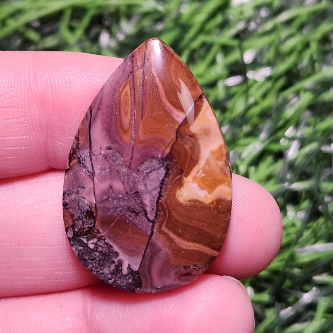 Polychrome Material Porcelain Jasper Cabochon, Teardrop Shape, Indonesian Polychrome Jasper ...