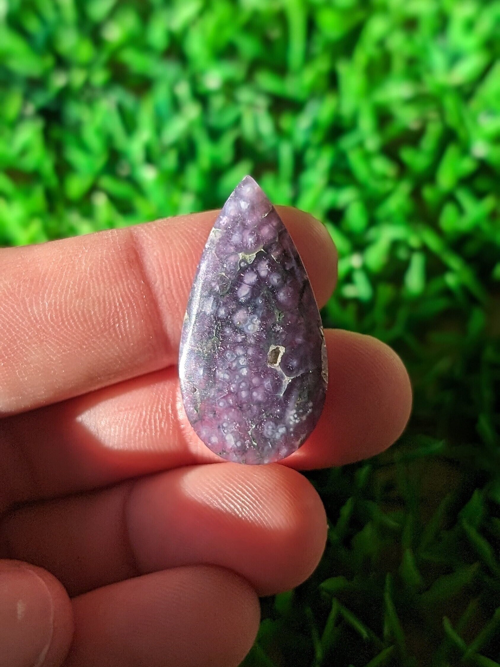 Grape Agate Cabochon, Purple Calcedony Cabochon Grape Agate pendant stone.  GA 9.3