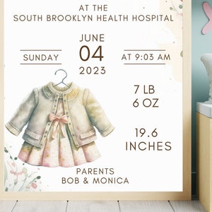Cadeaux de naissance personnalisés pour filles, signe de statistiques de naissance, impression de statistiques de naissance, carte d&#39;information sur la naissance, signe de détails de naissance