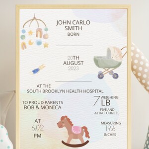 Birth Stats Print, Baby Gift for girl, Birth Information card, Birth Stats Sign, Birth Details Sign, Baby Birth Stat Printable