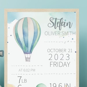 Create a Personalized Birth Announcement with Our Birth Information Card Printable - Instant Download Birth Stats Sign