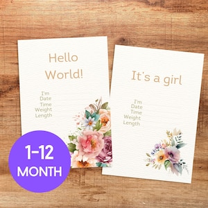Cartes d'étape imprimables pour bébé | faire-part de naissance et événements marquants du mois | Cadeau baby shower
