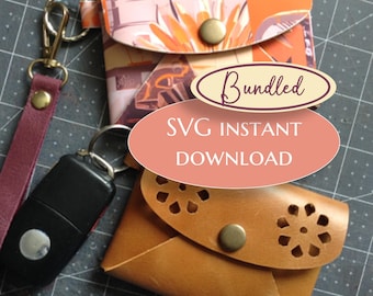 No Sew Faux Leather Keychain Wallet Pattern: Wallet & Strap Patterns - SVG Instant Download