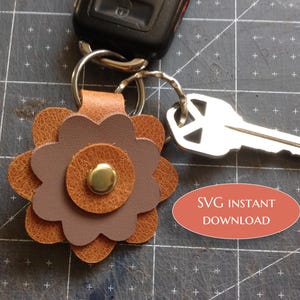 Breloque fleur SVG, porte-clés et accessoire de porte-clés, création facile, cuir, simili cuir, papier, fichier de coupe Cricut