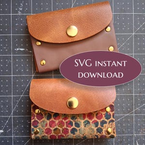 Patrón SVG de billetera de cuero fácil de coser: Archivo SVG de Cricut, Silhouette y Glowforge