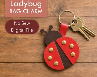Ladybug Bag Charm SVG Pattern: No-Sew Faux Leather Cricut Cut File