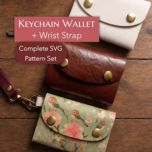Keychain Wallet SVG Template: Faux Leather Snap Wallet, Wristlet Pattern (Digital Download