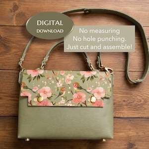 No-Sew Handbag SVG Pattern: Leather & Faux Leather Bag with Strap (Digital Download)