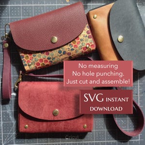 Patrón SVG de bolso fácil, plantilla DIY sin costuras, descarga digital para cuero y cuero sintético