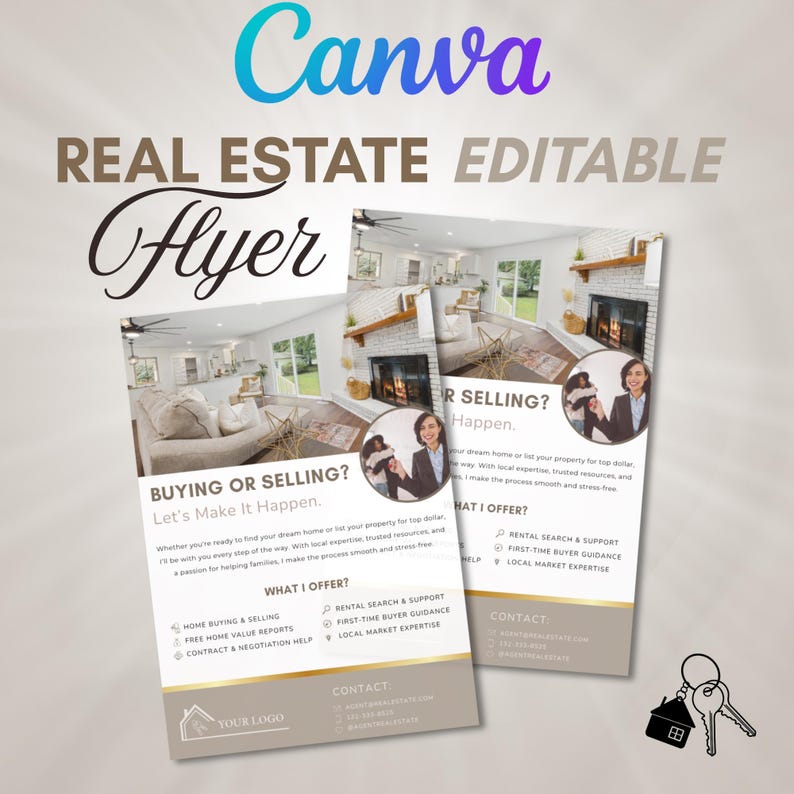 Editable Real Estate Agent Flyer Template | Canva Marketing (printable ...