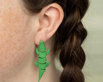 Alligator Earrings | 3D Printed Jewelry