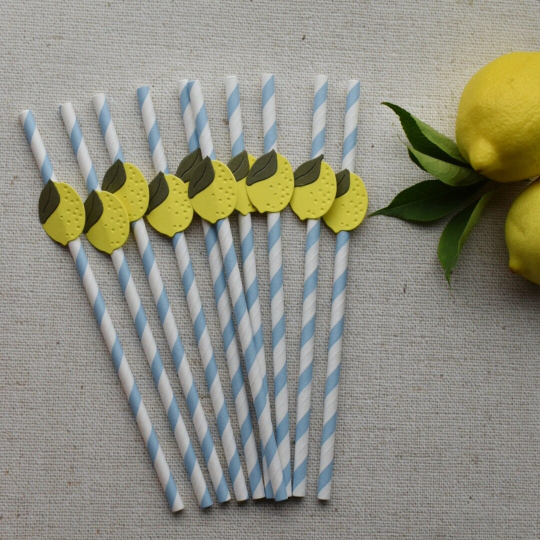 Lemon Straws Lemon Themed Party Drinking Straws Etsy