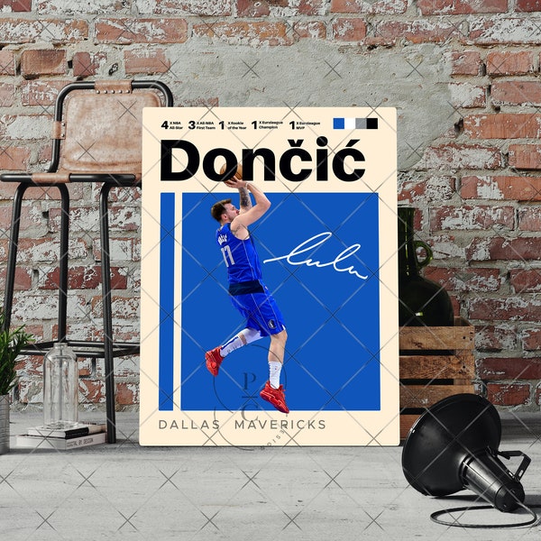 Luka Dončić Poster, Basketball Print, Sports, Wall Décor, NBA Poster, Bedroom Décor, Office Décor, Dallas Mavericks- Digital Print