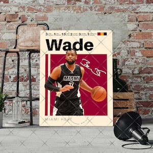 Dwayne Wade Poster, Basketball Print, Sports, Wall Décor, NBA Poster, Bedroom Décor, Office Décor, Miami Heat- Digital Print