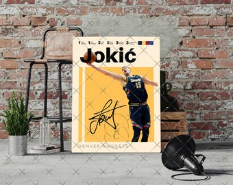 Cartel de Nikola Jokić, Impresión de baloncesto, Deportes, Decoración de pared, Cartel de la NBA, Decoración de dormitorio, Decoración de oficina, Denver Nuggets- Impresión digital