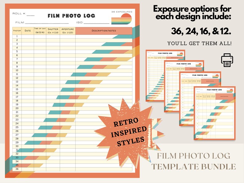 Film Photo Log Template, Printable Work Log 8.5x11 | Instant Download ...