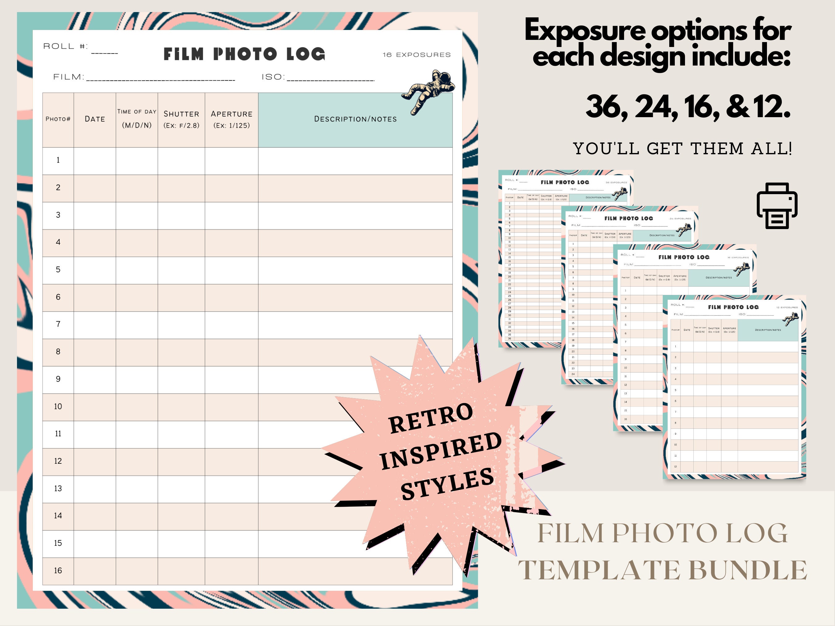 Film Photo Log Template, Printable Work Log 8.5x11 | Instant Download ...