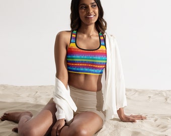 Rainbow Stripes Sport-BH-Trainingskleidung für Frauen-Komfortable Sport-BH-Geschenk für Sie