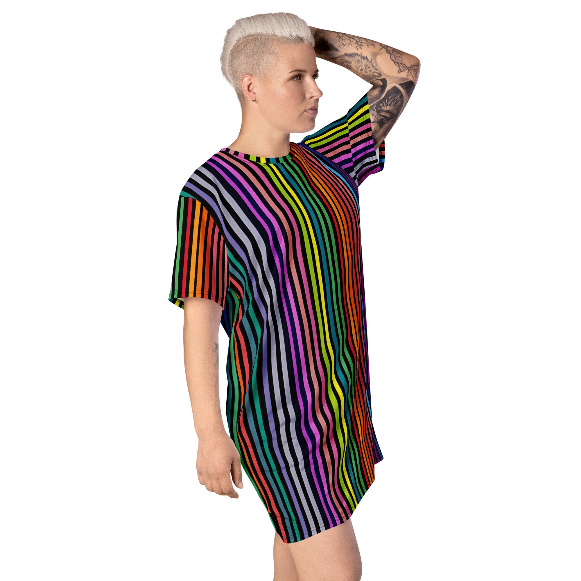 rainbow striped t shirt dress Tallie T Shirt Dress in Rainbow Stripe