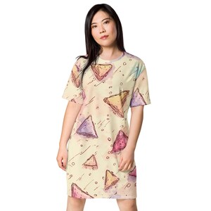 Abito T-shirt con triangoli stravaganti per donna, abito T-shirt oversize comodo, abbigliamento da giorno e da notte in poliestere, taglie dalla 2XS alla 6XL, 1