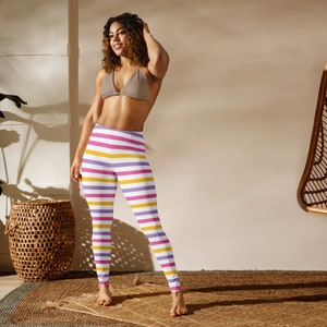 Rainbow Stripes Yoga Leggings-Premium Yoga Leggings-Leggings for Women-Comfortable Yoga Pants