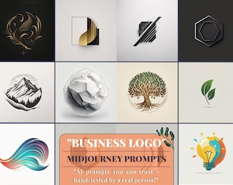 Midjourney Prompts 15+ PREMIUM Business Logo Bundle + BONUS | Impactful Logos Digital AI Art Learn Midjourney Tutorial Ai Logo, Prompt