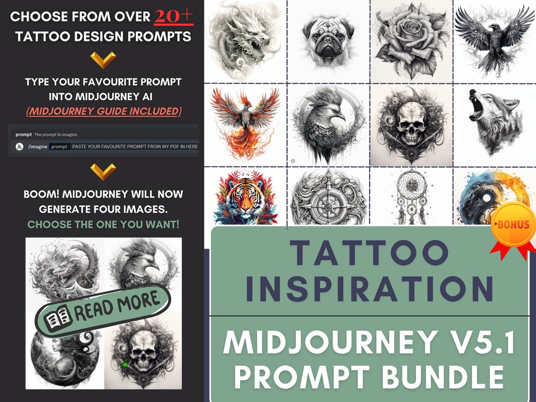 Tattoo Design Inspiration AI Prompts Midjourney Bundle Unique Artistic ...