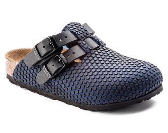 Brand New Birkenstock Kid's Micro Fibre Kay Shoes Blue Black