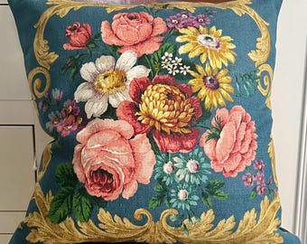 Funda de cojín de tela vintage Sanderson Linen Union “Kleinwort”