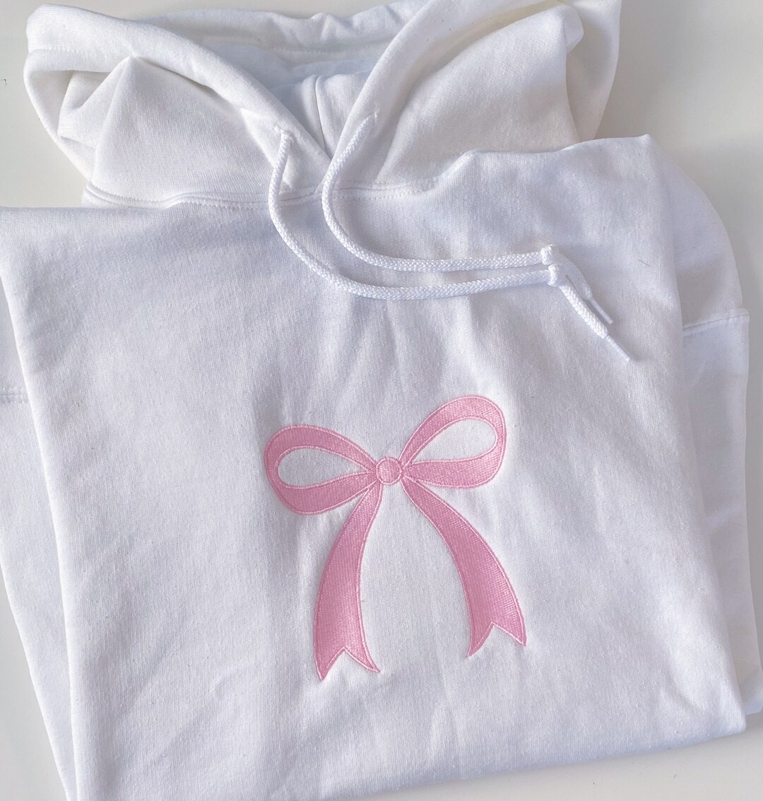 MINI BOW HOODIE IN WHITE TERRY